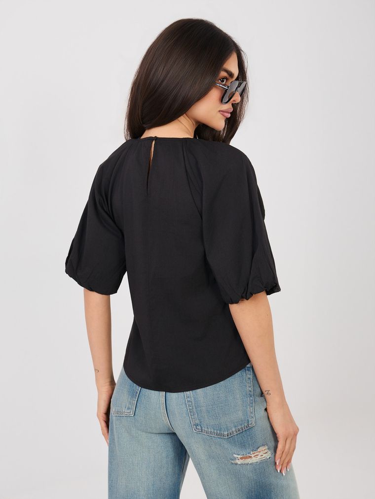 Bluzka damska z krótkim rękawem, czarna, Sublevel