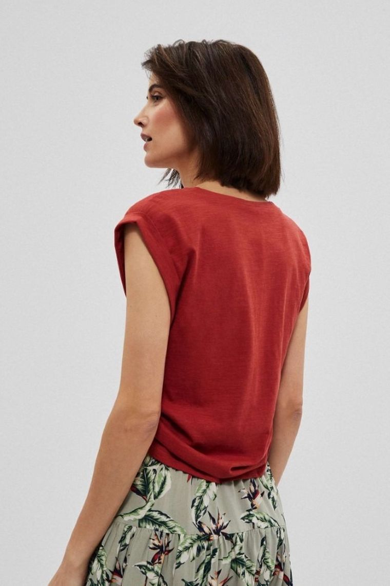 Bluzka damska z krótkim rękawem, czerwona, Moodo