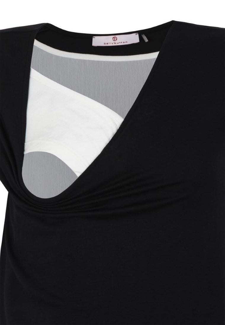 Bluzka damska z krótkim rękawem, do karmienia, czarna, Bellybutton