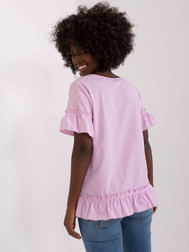 Bluzka damska z krótkim rękawem, fioletowa, Lakerta