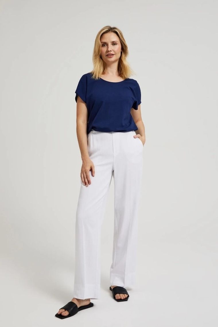 Bluzka damska z krótkim rękawem, granatowa, Moodo