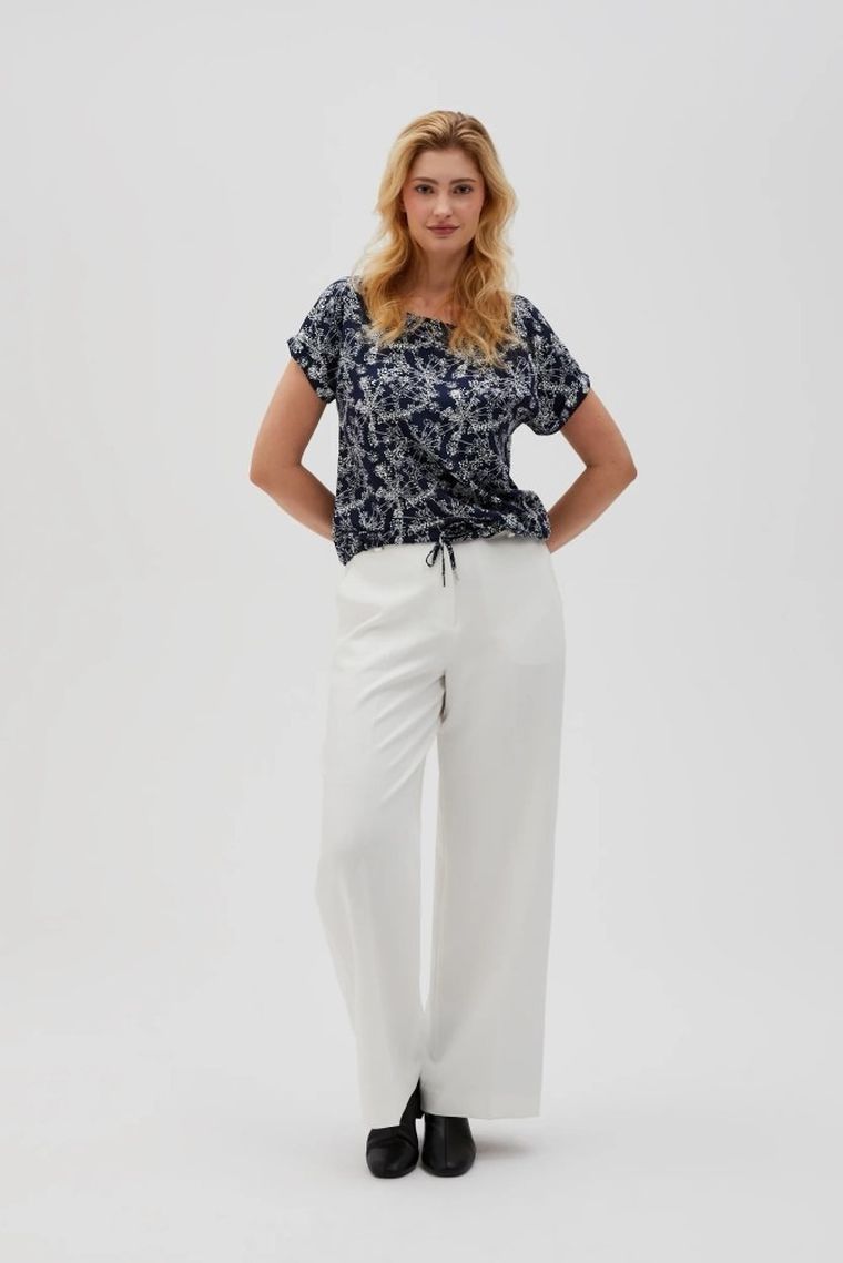 Bluzka damska z krótkim rękawem, granatowa, Moodo