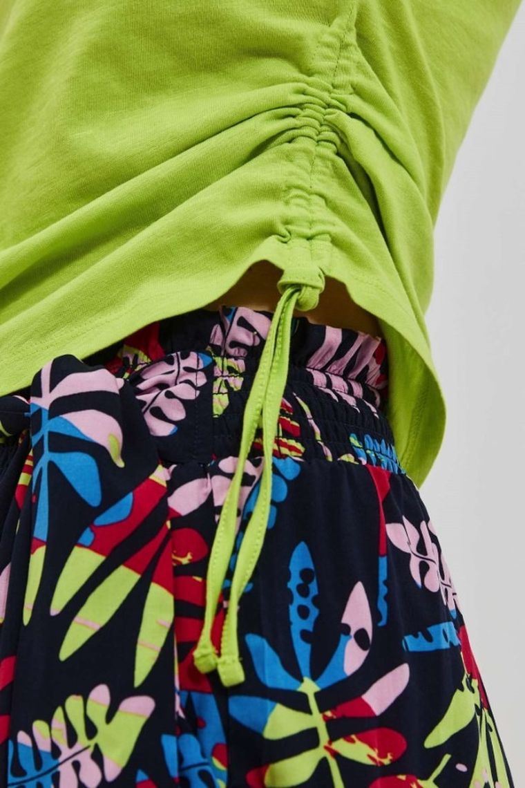 Bluzka damska z krótkim rękawem, limonkowa, Moodo