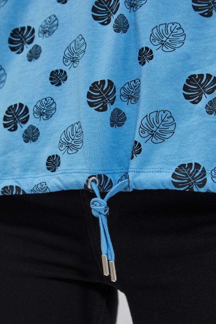 Bluzka damska z krótkim rękawem, niebieska, Moodo