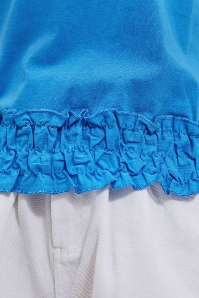 Bluzka damska z krótkim rękawem, niebieska, Moodo