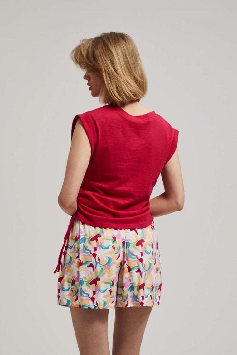 Bluzka damska z krótkim rękawem, różowa, Moodo