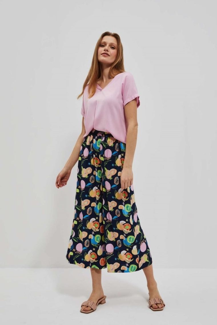 Bluzka damska z krótkim rękawem, różowa, Moodo