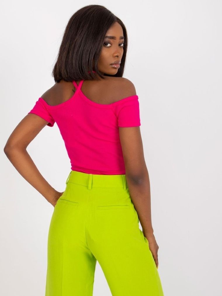 Bluzka damska z krótkim rękawem, różowa, Rue Paris