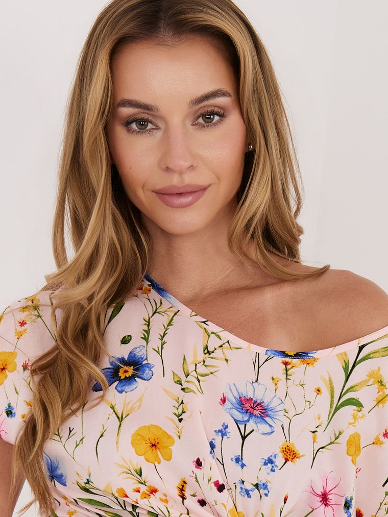 Bluzka damska z krótkim rękawem, różowa, Sublevel