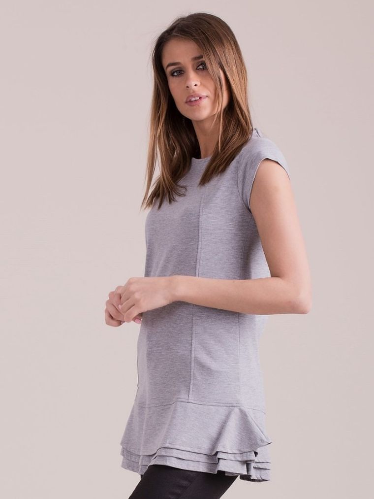 Bluzka damska z krótkim rękawem, szara, Factory Price