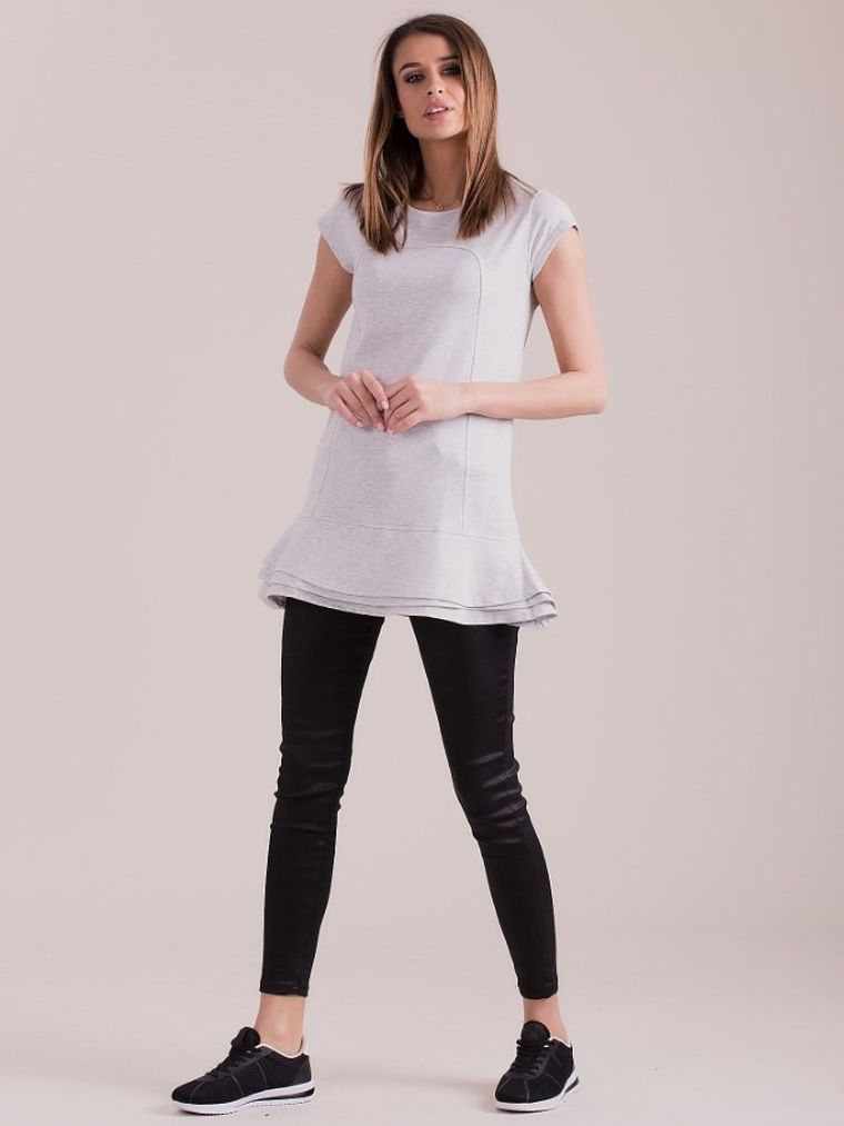 Bluzka damska z krótkim rękawem, szara, Factory Price