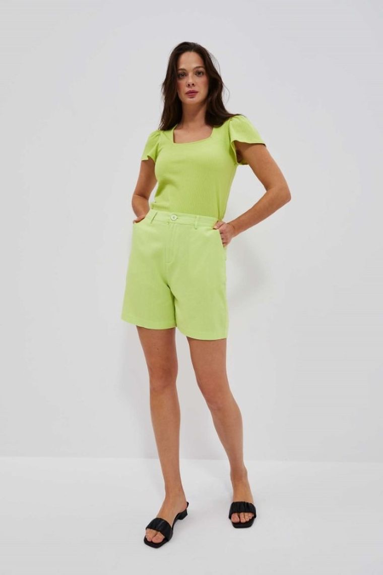 Bluzka damska z krótkim rękawem, zielona, Moodo