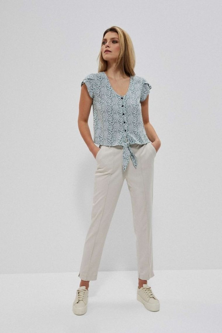 Bluzka damska z krótkim rękawem, zielona, Moodo