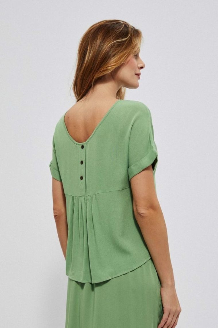 Bluzka damska z krótkim rękawem, zielona, Moodo