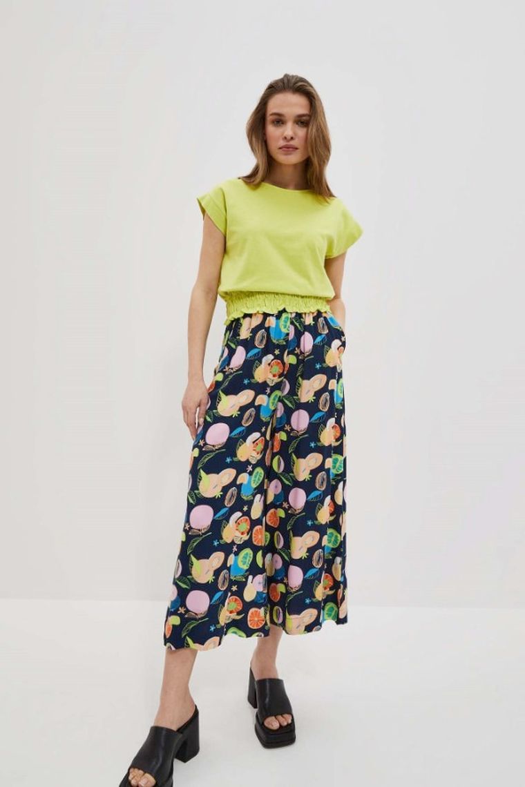 Bluzka damska z krótkim rękawem, zielona, Moodo