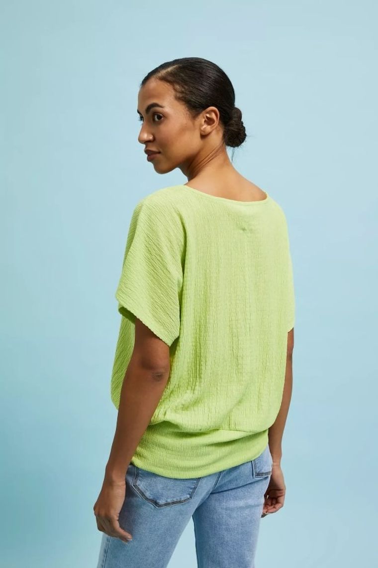 Bluzka damska z krótkim rękawem, zielona, Moodo