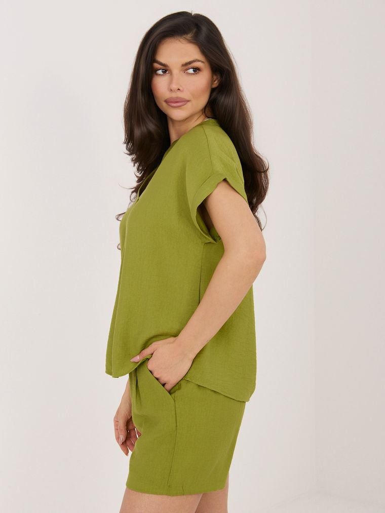 Bluzka damska z krótkim rękawem, zielona, Sublevel