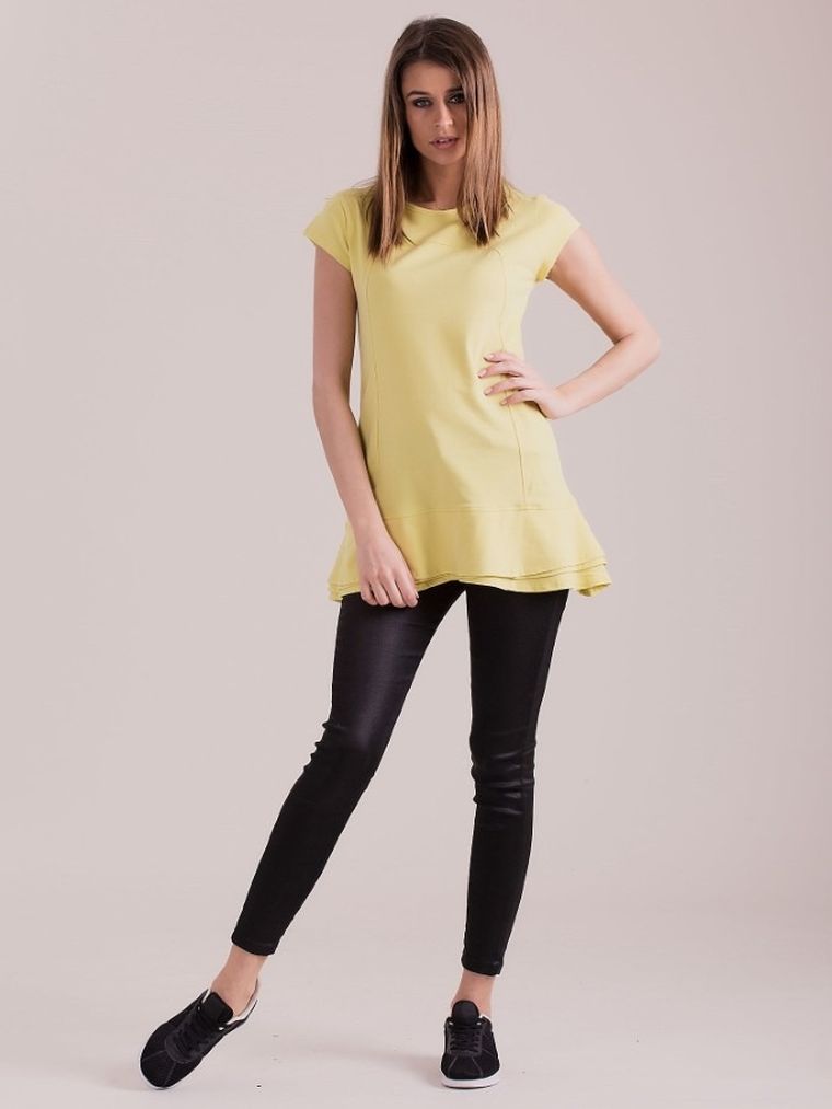 Bluzka damska z krótkim rękawem, żółta, Factory Price