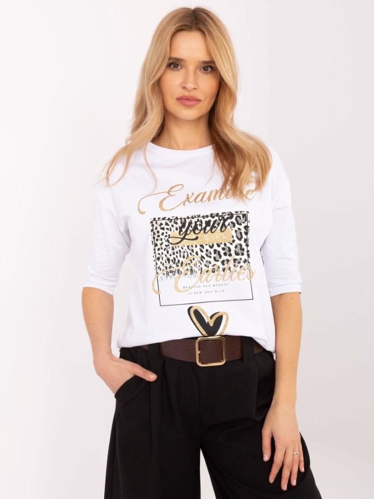 Bluzka damska z rękawem 3/4, biała, Calimera