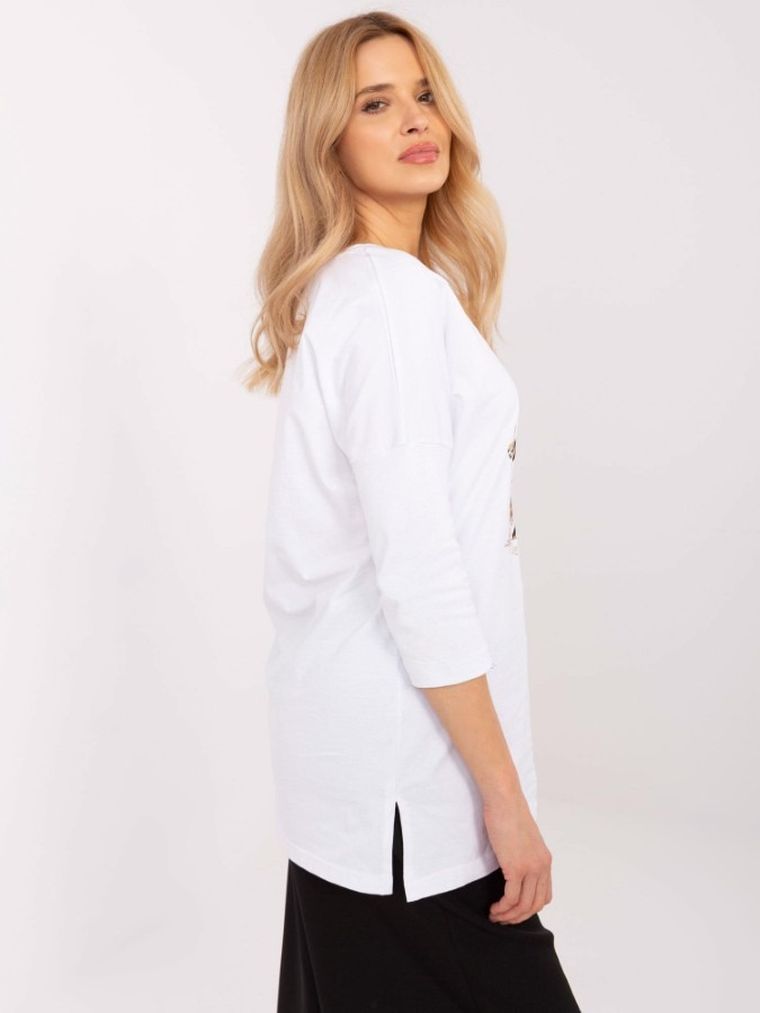 Bluzka damska z rękawem 3/4, biała, Calimera