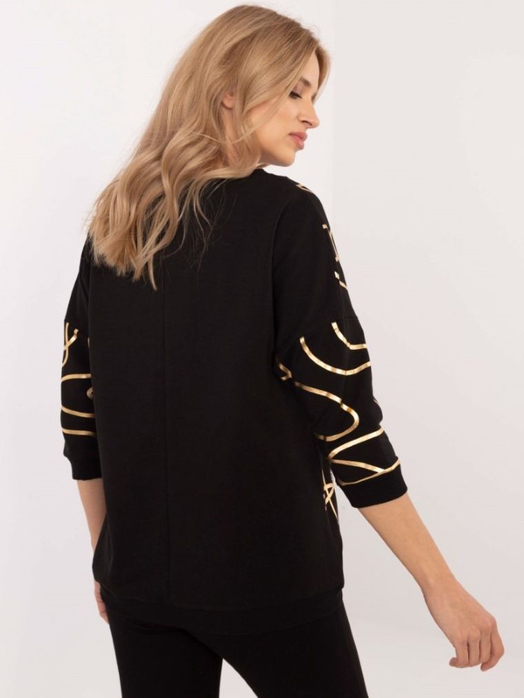 Bluzka damska z rękawem 3/4, czarna, Calimera