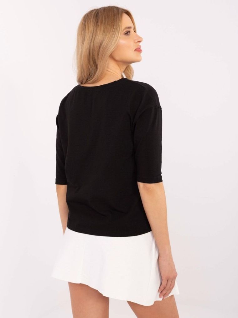 Bluzka damska z rękawem 3/4, czarna, Calimera