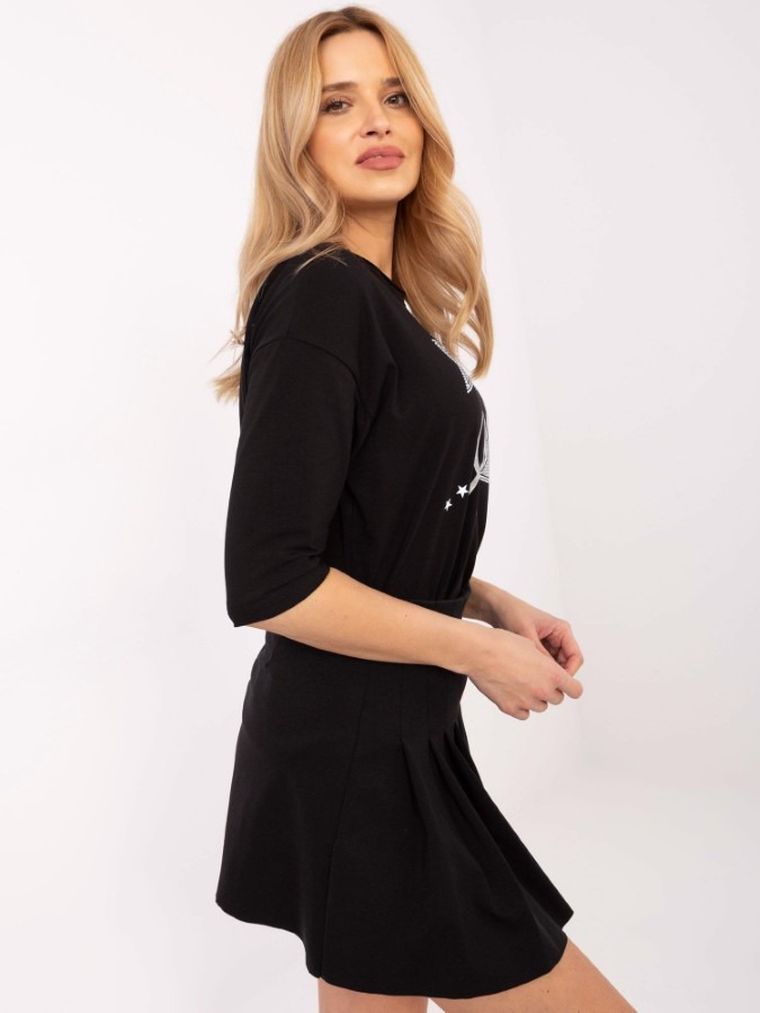 Bluzka damska z rękawem 3/4, czarna, Calimera