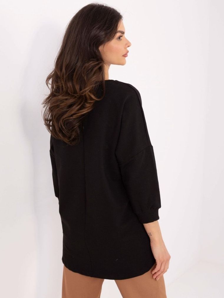 Bluzka damska z rękawem 3/4, czarna, Calimera