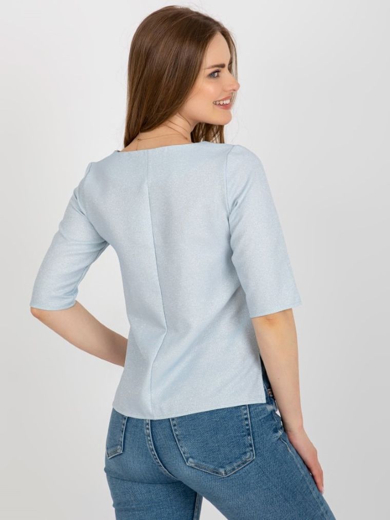 Bluzka damska z rękawem 3/4, niebieska, Lakerta