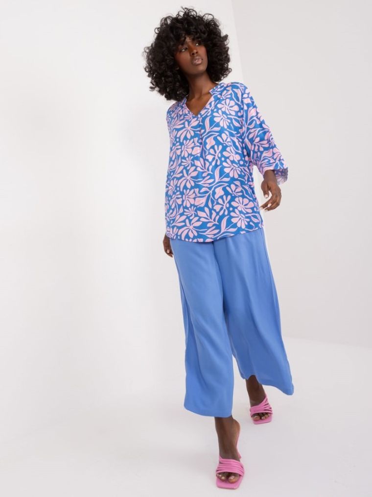 Bluzka damska z rękawem 3/4, niebieska, Sublevel