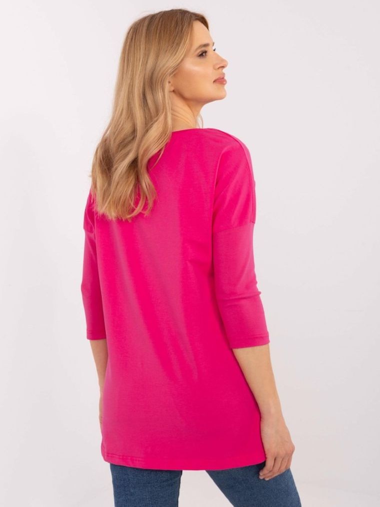 Bluzka damska z rękawem 3/4, różowa, Calimera