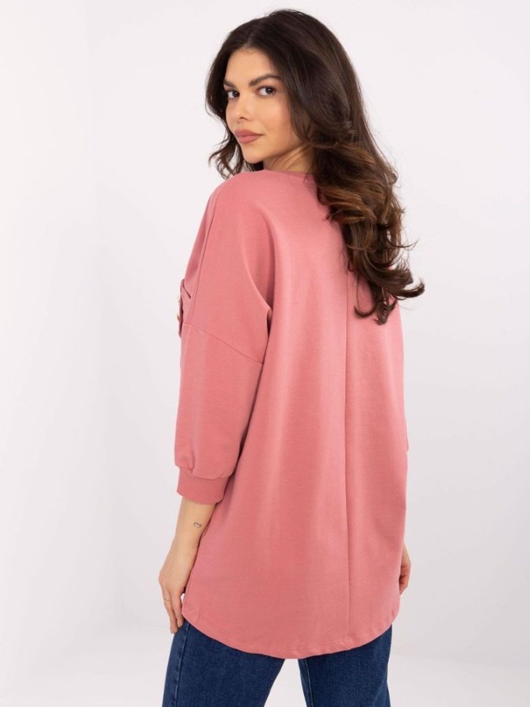 Bluzka damska z rękawem 3/4, różowa, Calimera