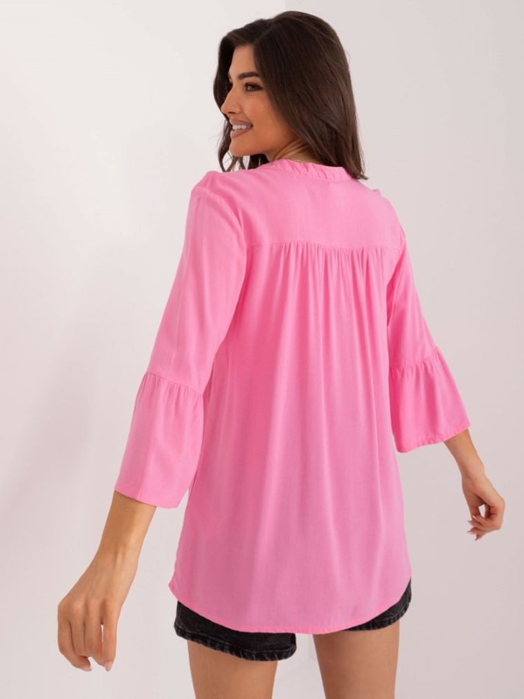 Bluzka damska z rękawem 3/4, różowa, Sublevel