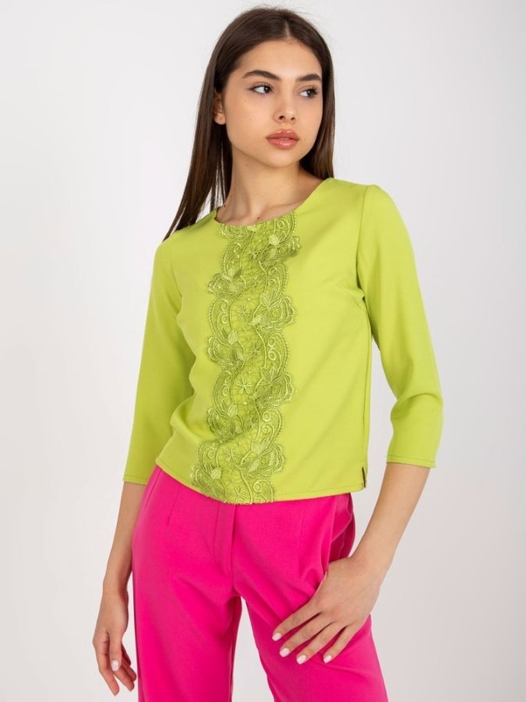 Bluzka damska z rękawem 3/4, zielona, Lakerta