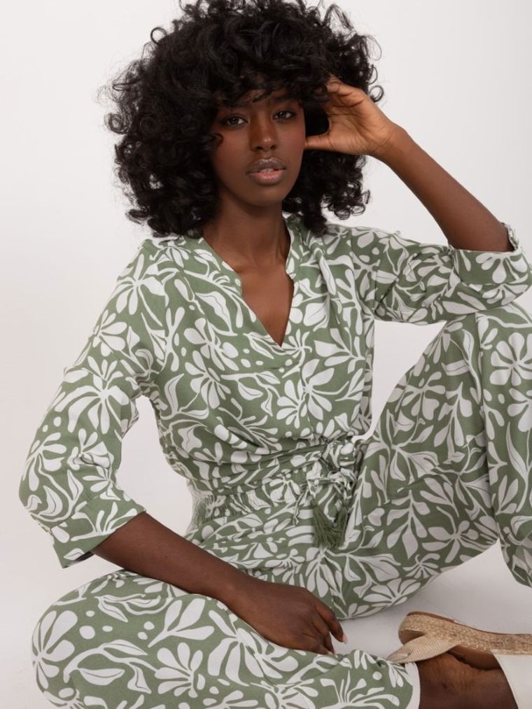 Bluzka damska z rękawem 3/4, zielona, Sublevel