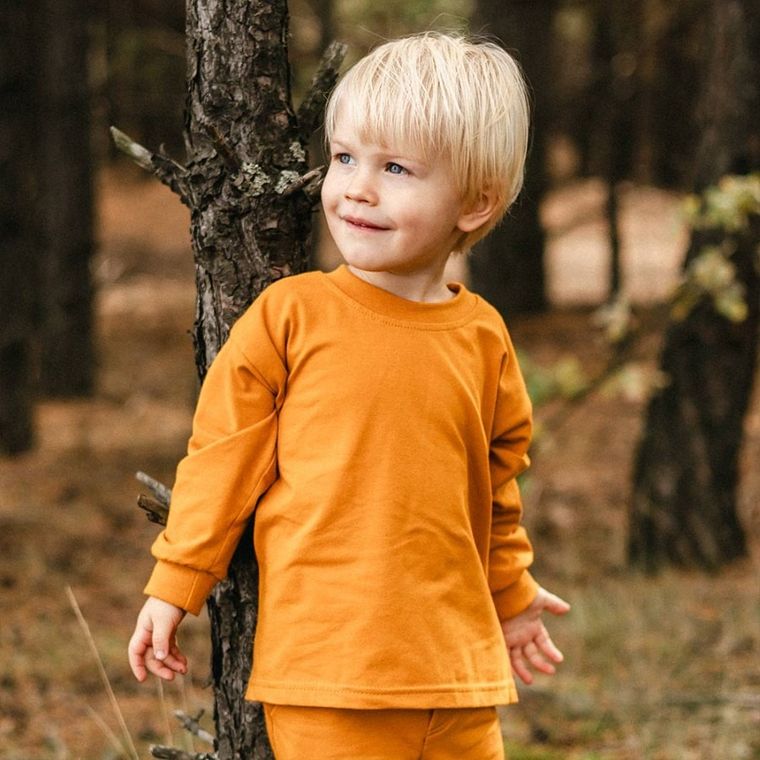 Bluzka dziecięca z długim rękawem, musztardowa, Eevi