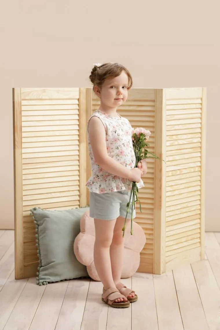 Bluzka dziewczęca na ramiączka, ecru, Summer Garden, Pinokio