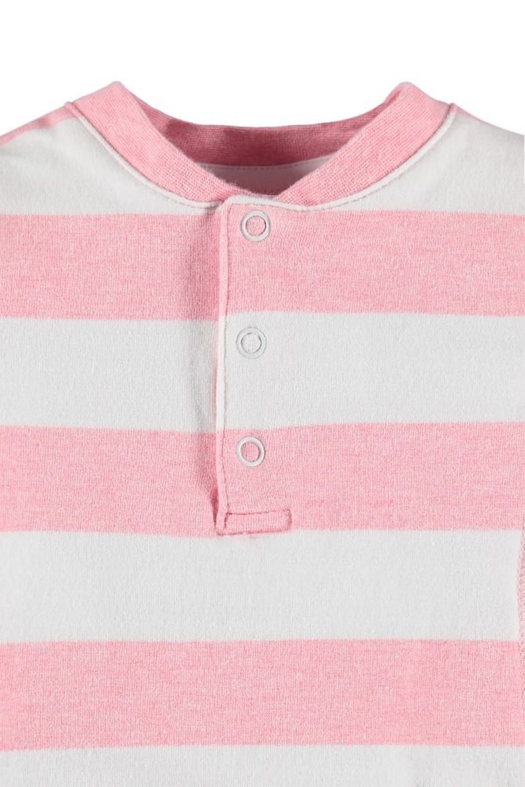 Bluzka dziewczęca z długim rękawem, bawełna organiczna, biało-różowa, Bellybutton