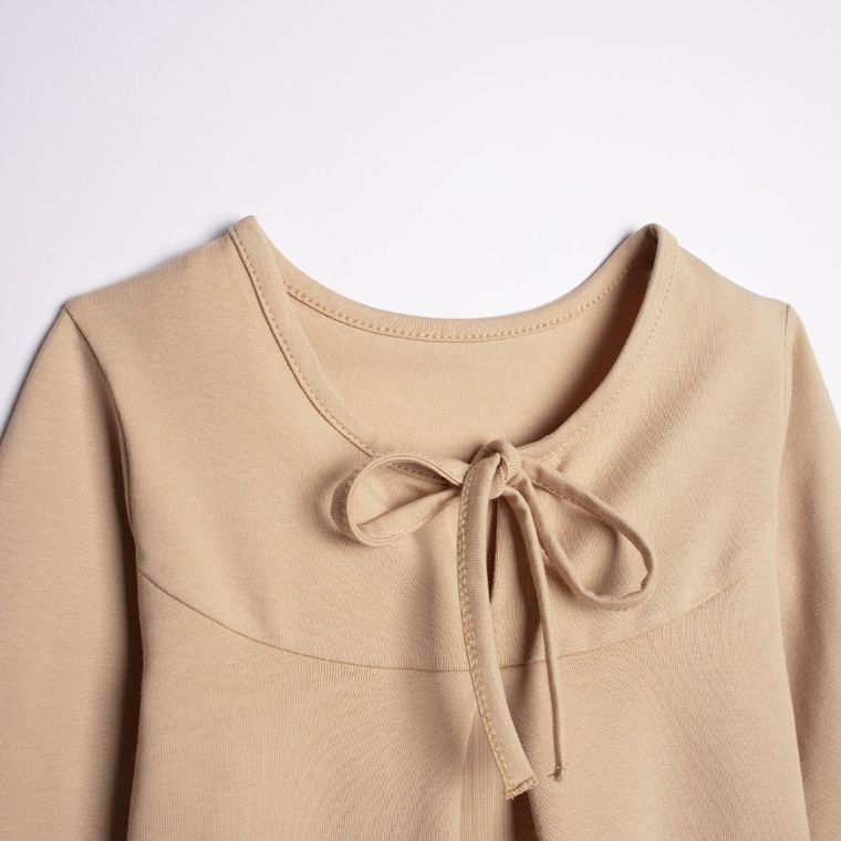 Bluzka dziewczęca z długim rękawem, beżowa, Nicol