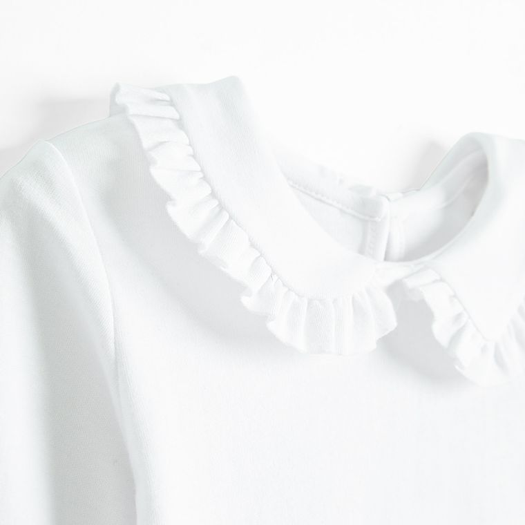 Bluzka dziewczęca z długim rękawem, biała, Nicol