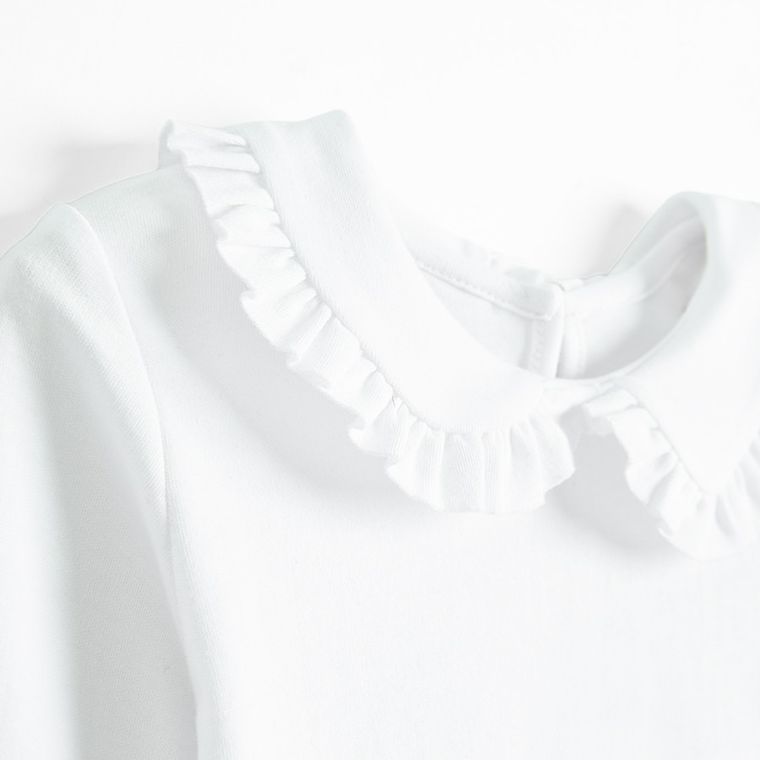 Bluzka dziewczęca z długim rękawem, biała, Nicol