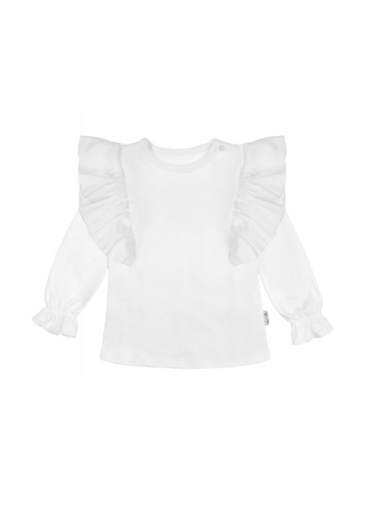 Bluzka dziewczęca z długim rękawem, biała, Nicol