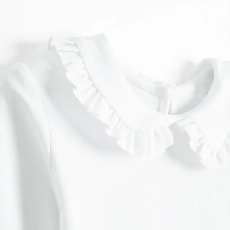 Bluzka dziewczęca z długim rękawem, biała, Nicol