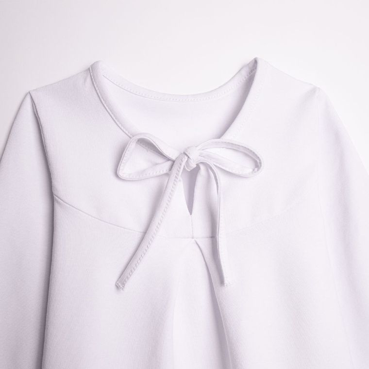 Bluzka dziewczęca z długim rękawem, biała, Nicol