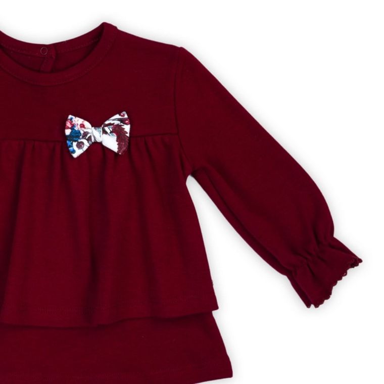 Bluzka dziewczęca z długim rękawem, bordowa, Nicol