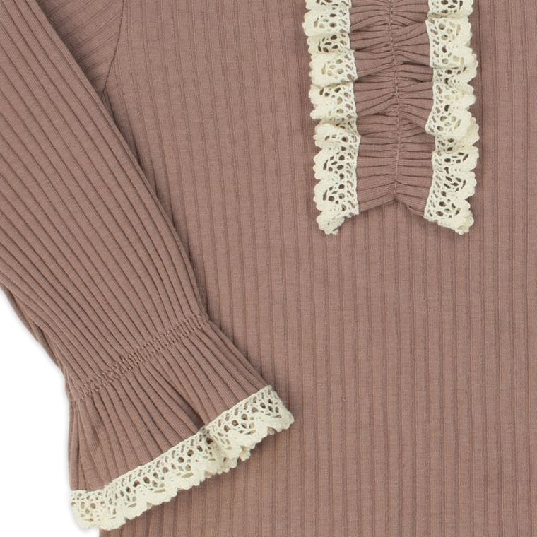 Bluzka dziewczęca z długim rękawem, brązowa, Nicol