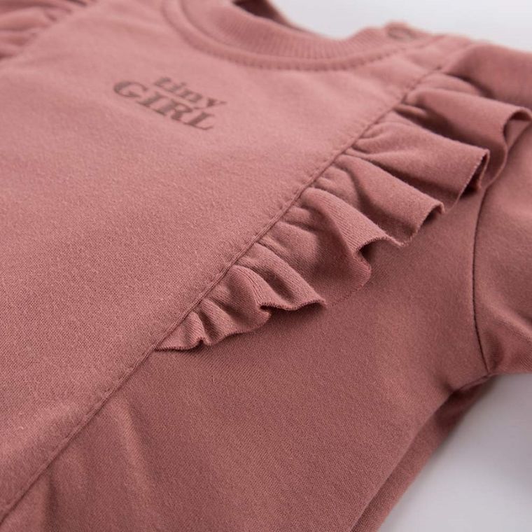 Bluzka dziewczęca z długim rękawem, ciemnoróżowa, Tiny girl, Eevi