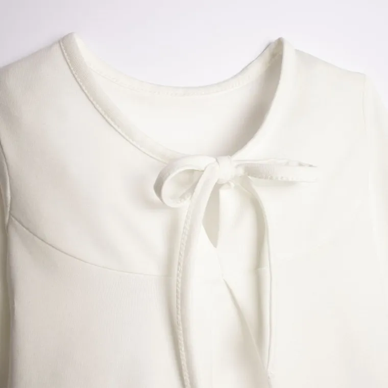 Bluzka dziewczęca z długim rękawem, ecru, Nicol