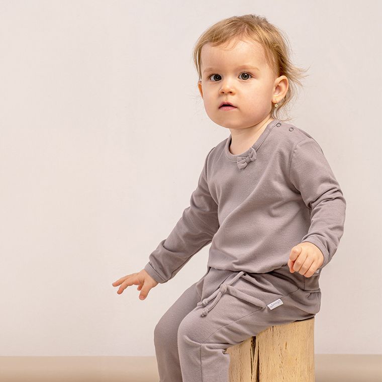 Bluzka dziewczęca z długim rękawem, grafitowa, Nicol