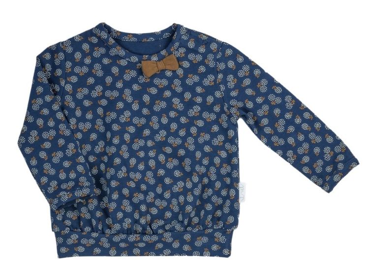 Bluzka dziewczęca z długim rękawem, granatowa, Nicol